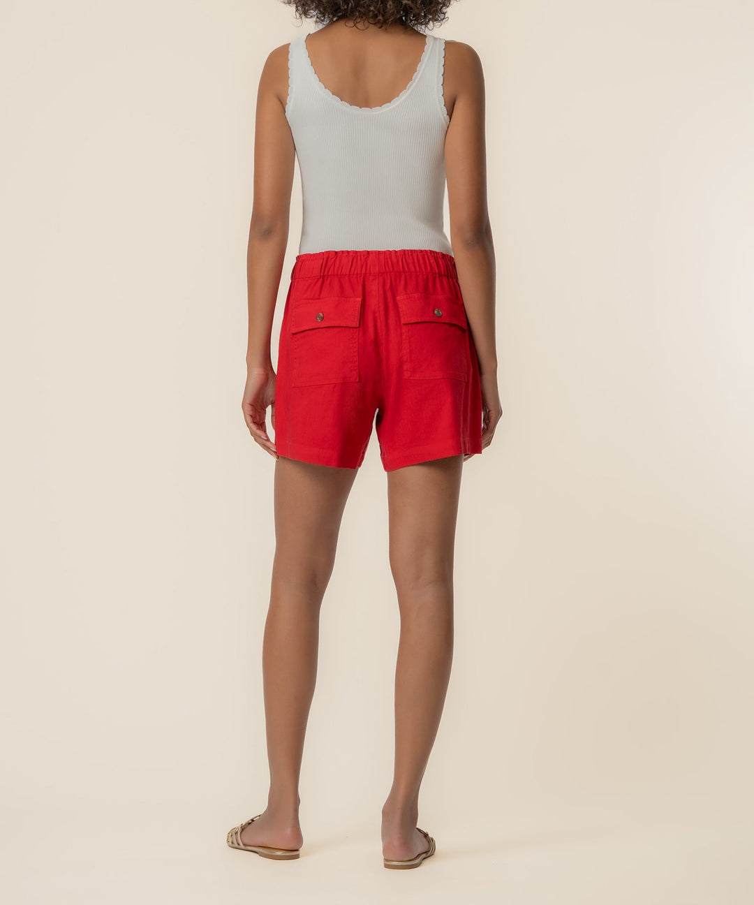 KATANA TOMATO LINEN DRAWSTRING SHORTS