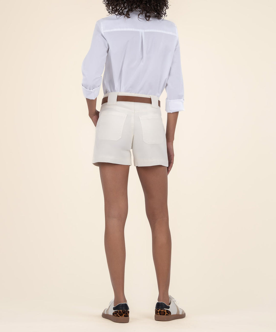 JANE ECRU HIGH RISE SHORTS