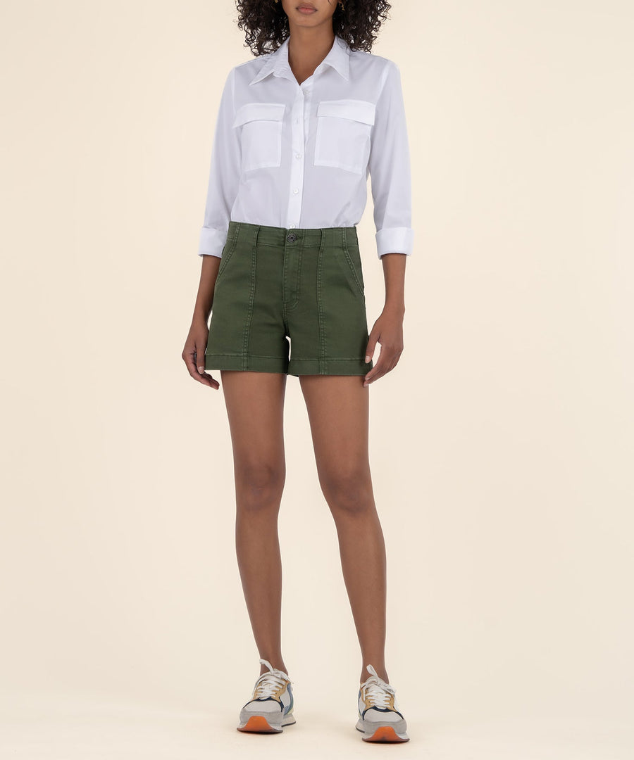 JANE OLIVE HIGH RISE SHORTS
