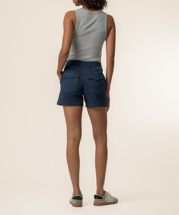 ASHTON NAVY HIGH RISE SHORT WITH PORK CHOP POCKETS