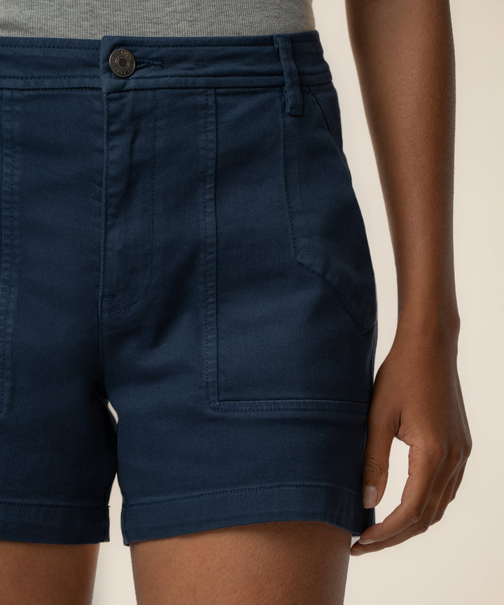 ASHTON NAVY HIGH RISE SHORT WITH PORK CHOP POCKETS