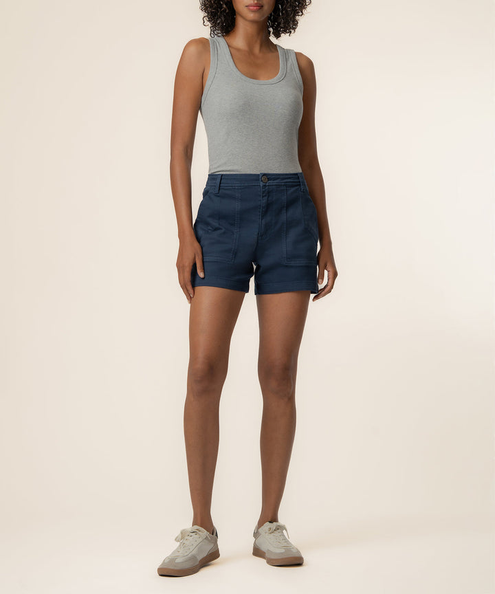 ASHTON NAVY HIGH RISE SHORT WITH PORK CHOP POCKETS