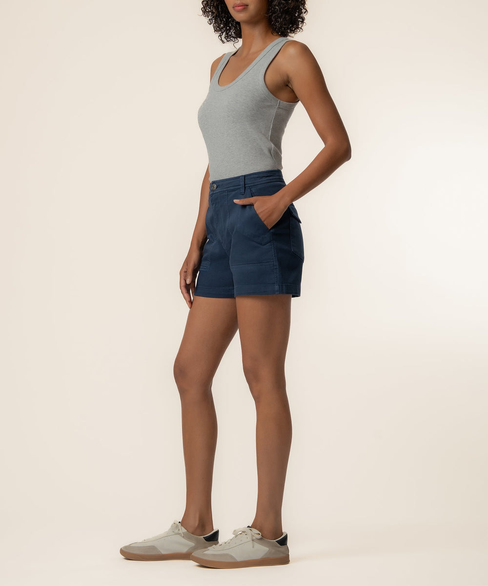 ASHTON NAVY HIGH RISE SHORT WITH PORK CHOP POCKETS
