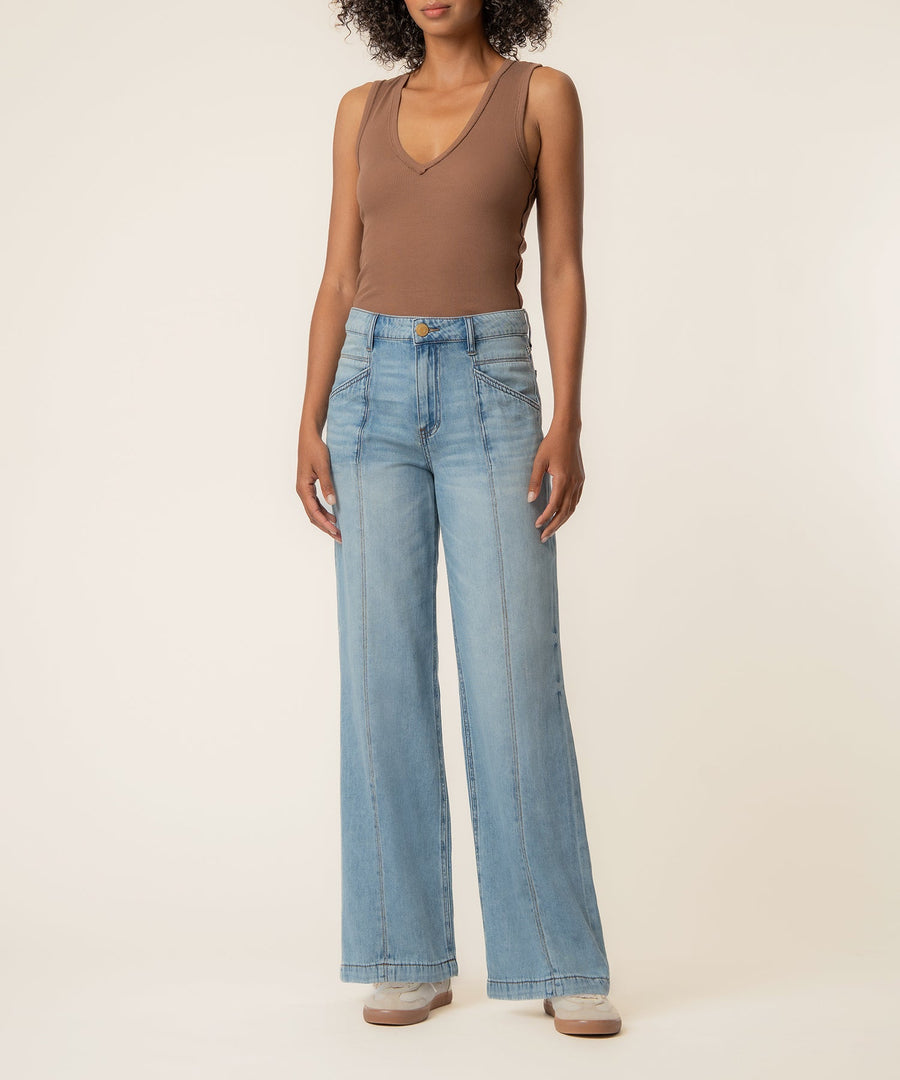 JODI DRAFT WASH HIGH RISE STRAIGHT LEG JEANS WITH PORKCHOP POCKETS
