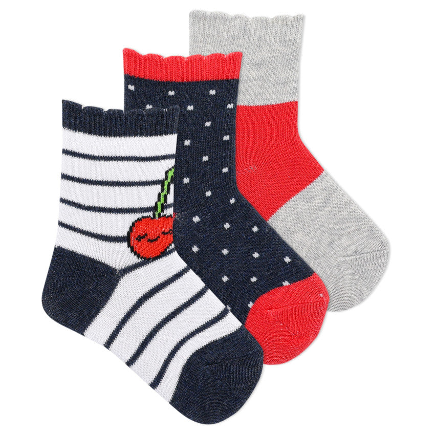 INFANT  CHERRIES CREW 3 PACK SOCKS