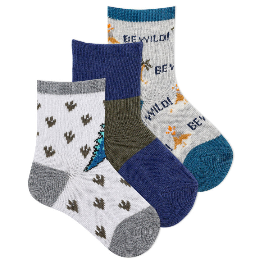 INFANT DINO 3 PACK CREW SOCKS