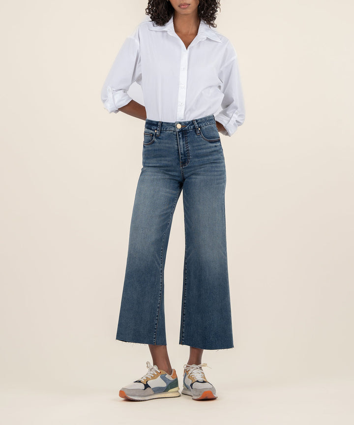 MEG HIGH RISE PEACEFULLY WASH FAB AB WIDELEG JEANS