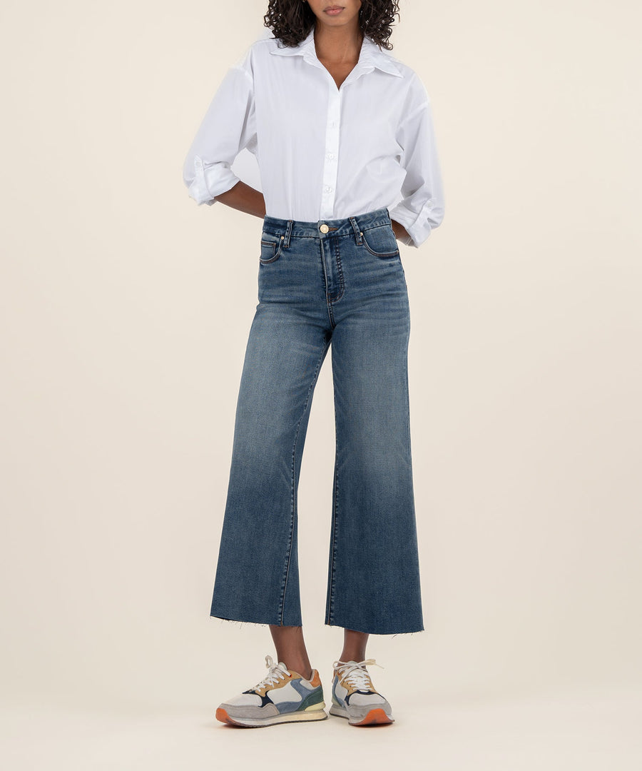 MEG HIGH RISE PEACEFULLY WASH FAB AB WIDELEG JEANS
