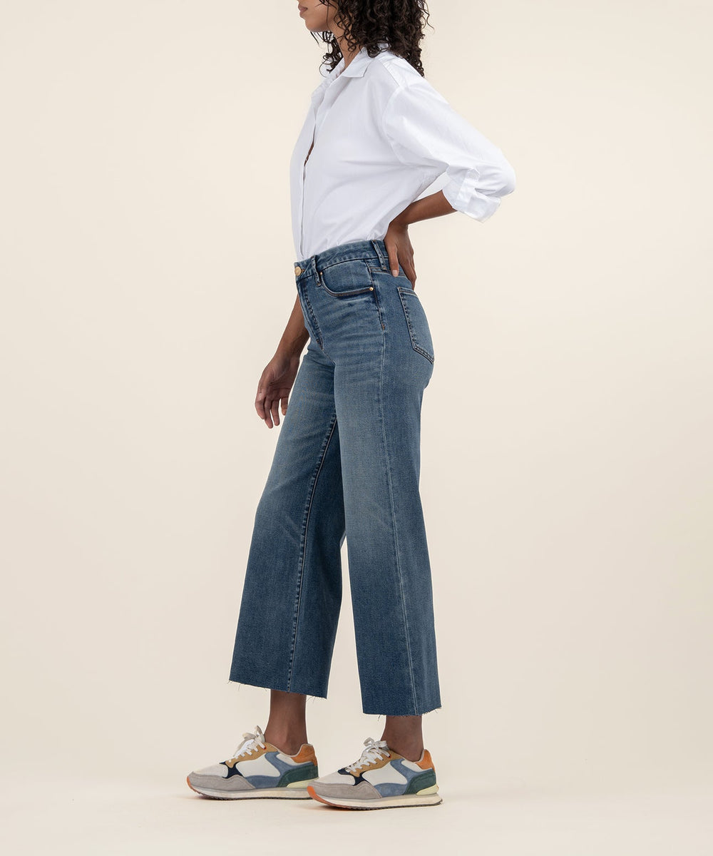 MEG HIGH RISE PEACEFULLY WASH FAB AB WIDELEG JEANS
