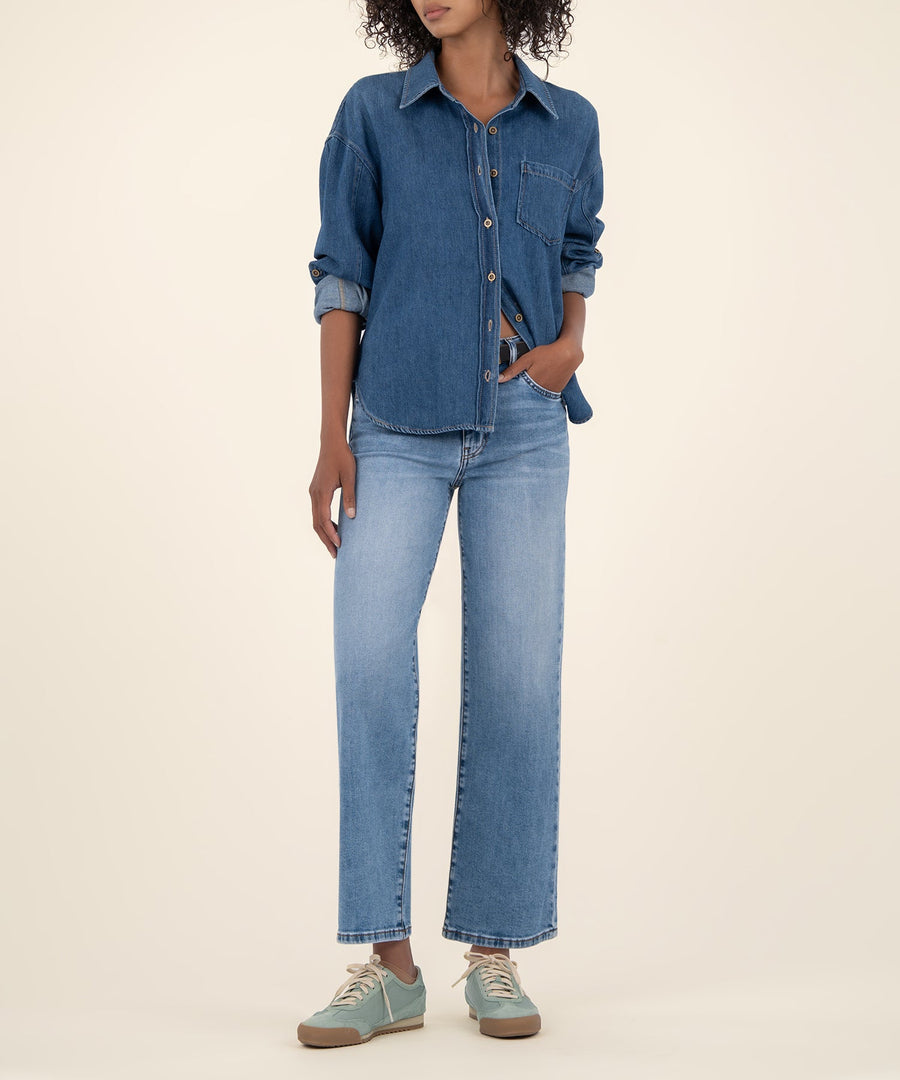 CHARLOTTE INCONTESTABLE WASH HIGH RISE WIDE LEG JEAN
