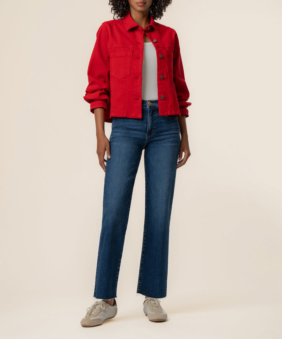 BAILEY RUBY RED BUTTON FRONT JACKET
