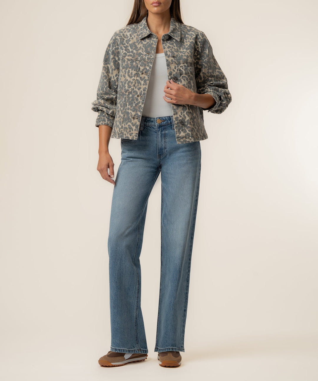 BAILEY LEOPARD DENIM BUTTON FRONT JACKET