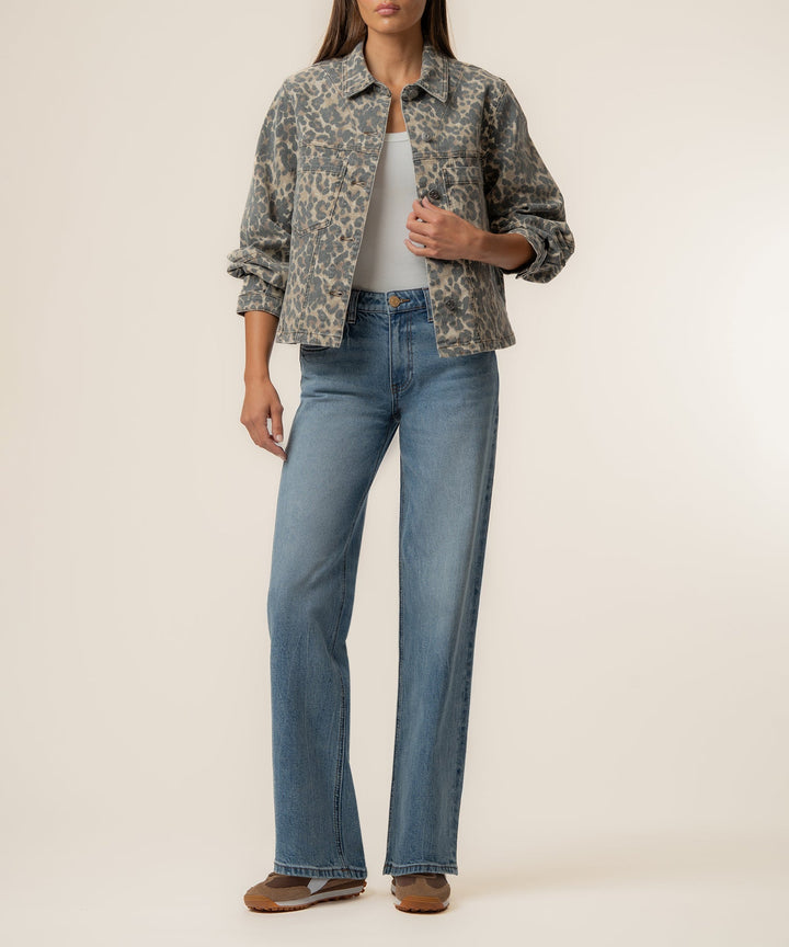 BAILEY LEOPARD DENIM BUTTON FRONT JACKET