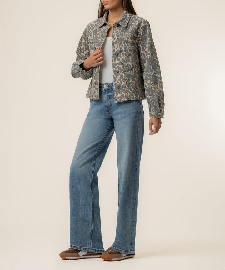BAILEY LEOPARD DENIM BUTTON FRONT JACKET
