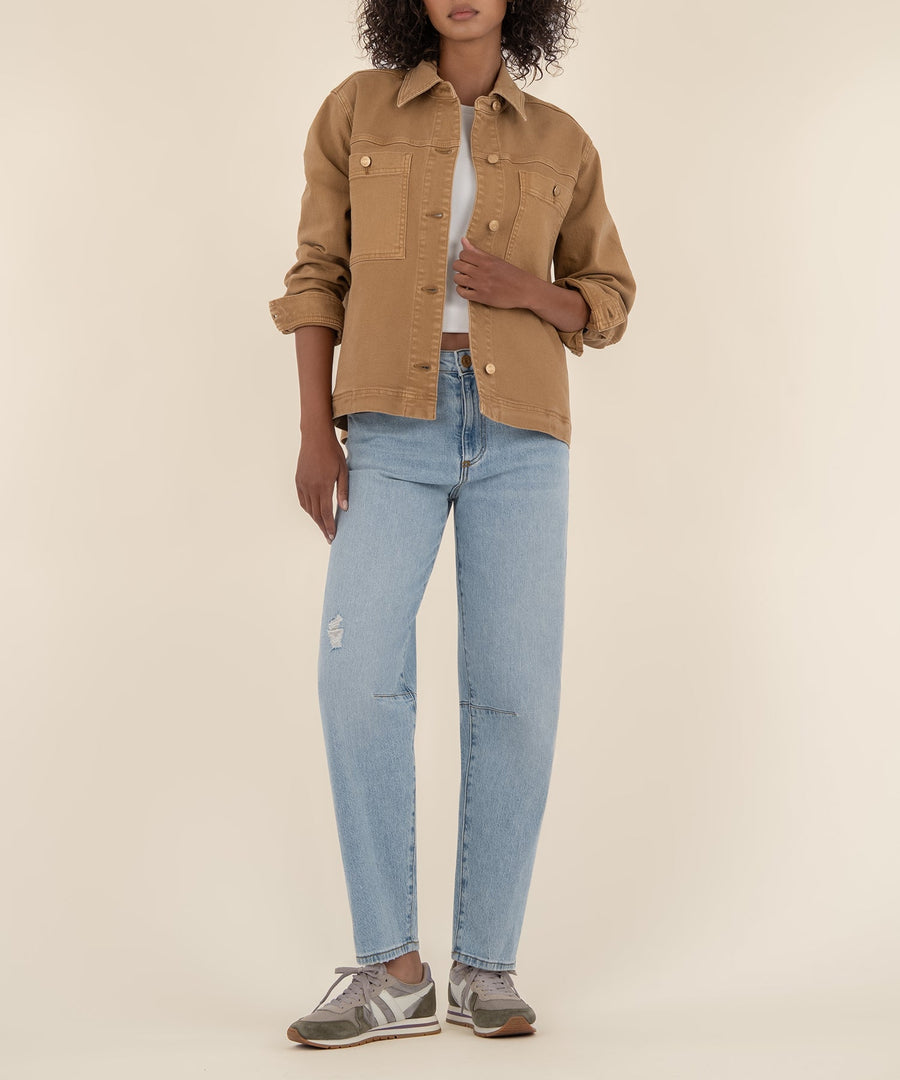 BARB CARAMEL JACKET W/ SHIRT COLLAR
