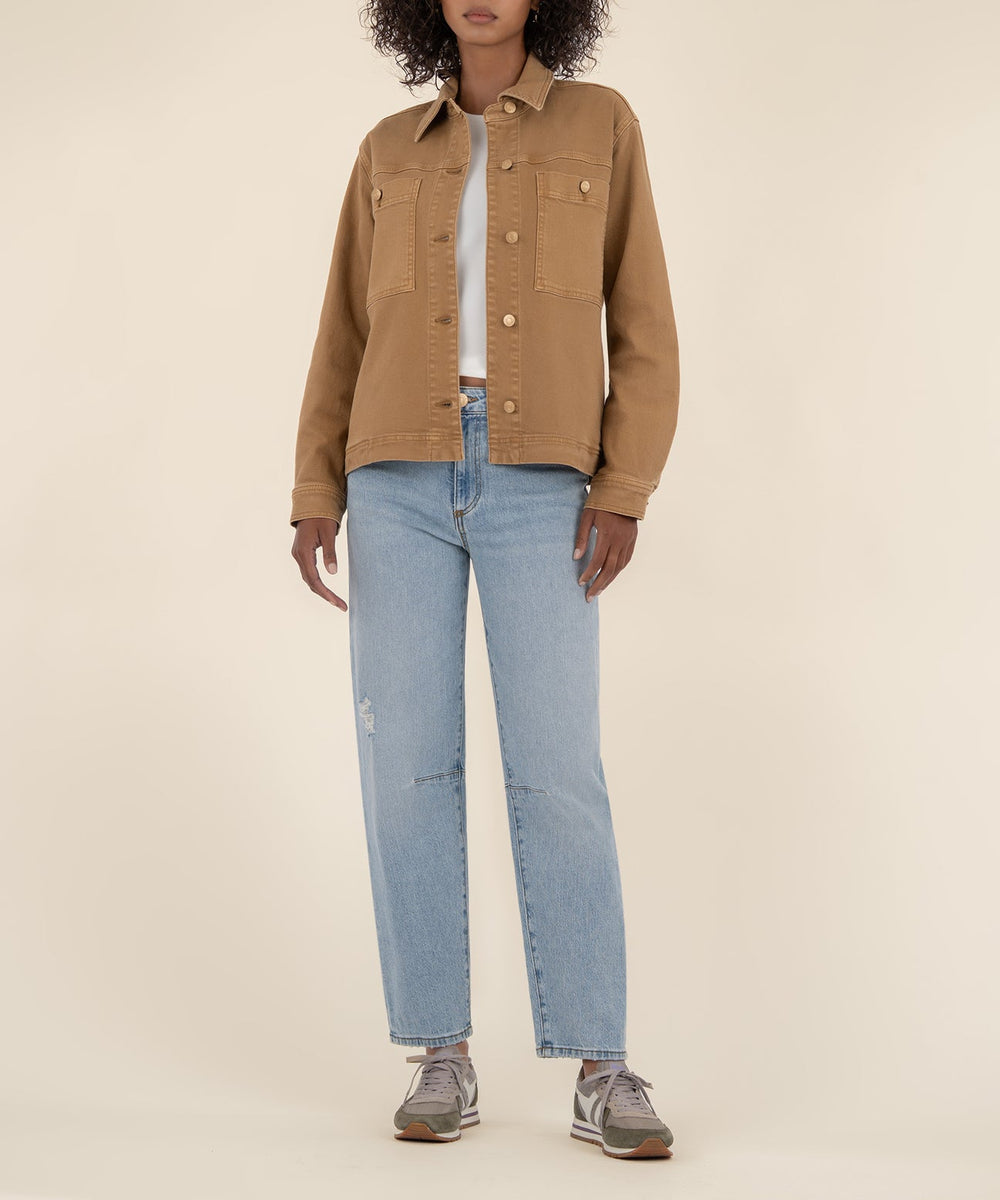 BARB CARAMEL JACKET W/ SHIRT COLLAR
