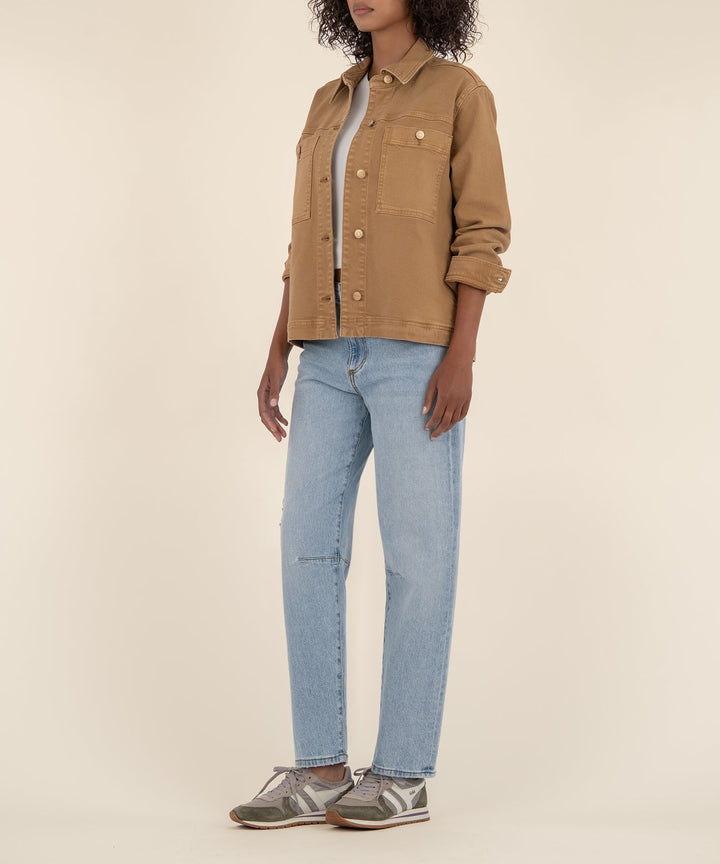 BARB CARAMEL JACKET W/ SHIRT COLLAR