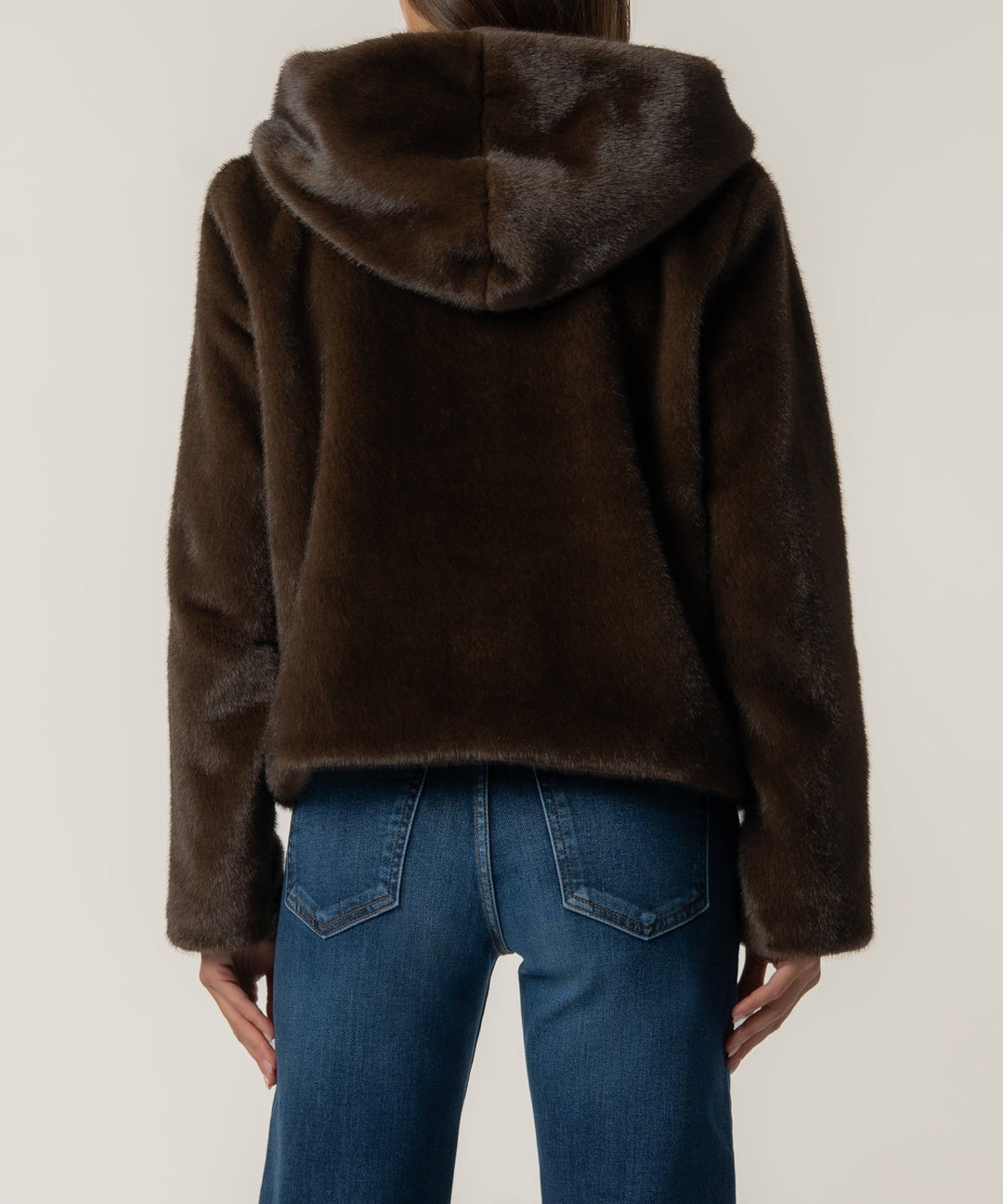 SASKIA CHOCOLATE FAUX FUR JACKET