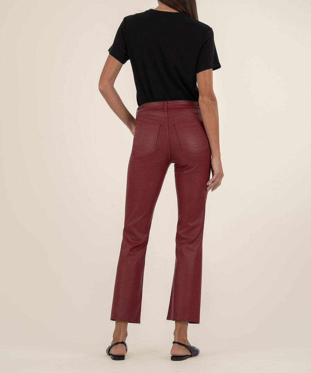 RED KELSEY COATED KICK FLARE JEANS