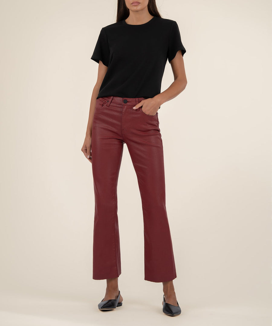 RED KELSEY COATED KICK FLARE JEANS
