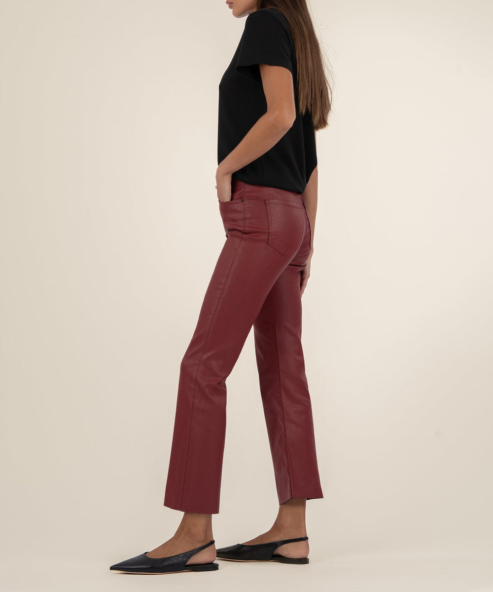 RED KELSEY COATED KICK FLARE JEANS
