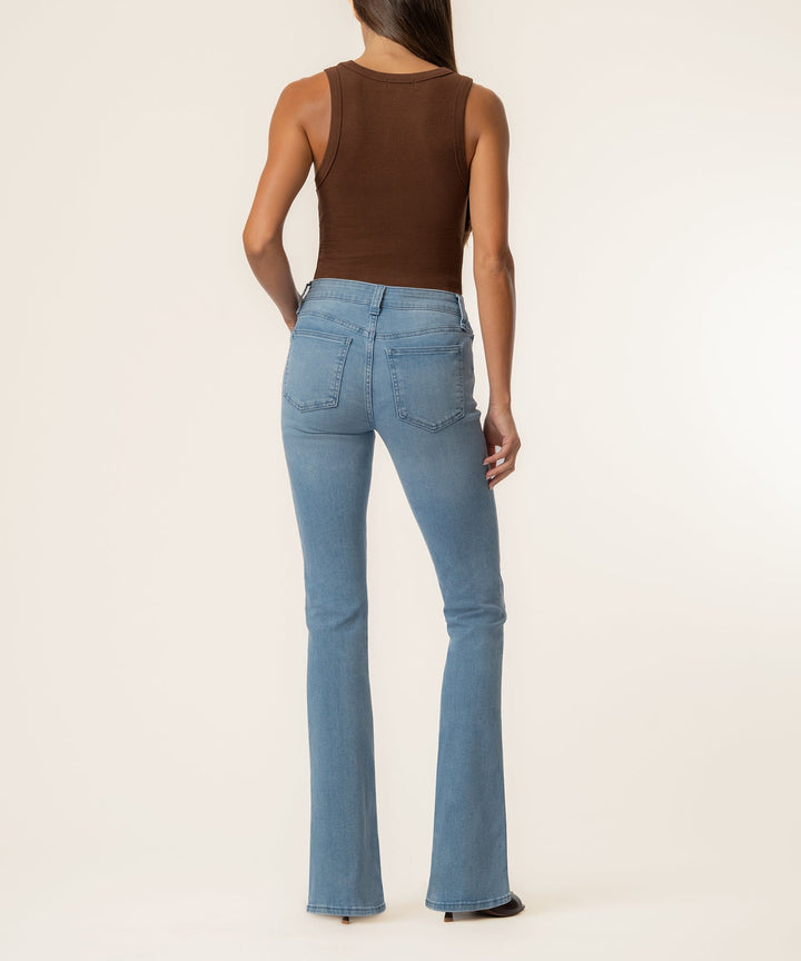 NATALIE LIVELY WASH MID RISE FLARE LEG JEANS