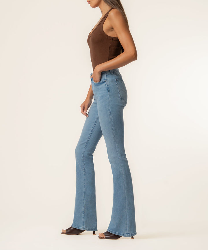 NATALIE LIVELY WASH MID RISE FLARE LEG JEANS