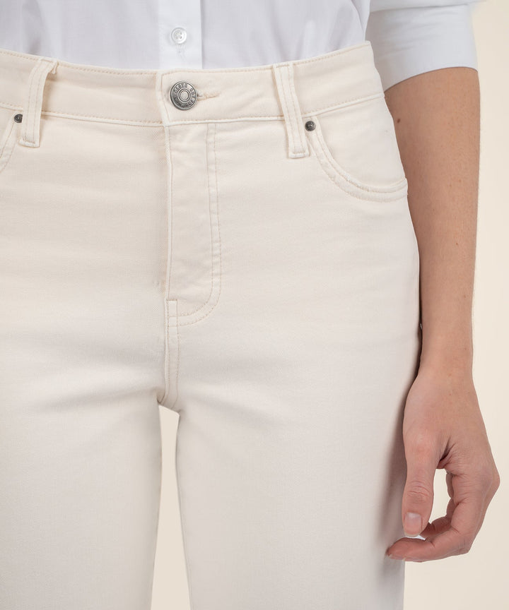 REESE ECRU HIGH RISE STRAIGHT ANKLE JEAN W/ RAW HEM