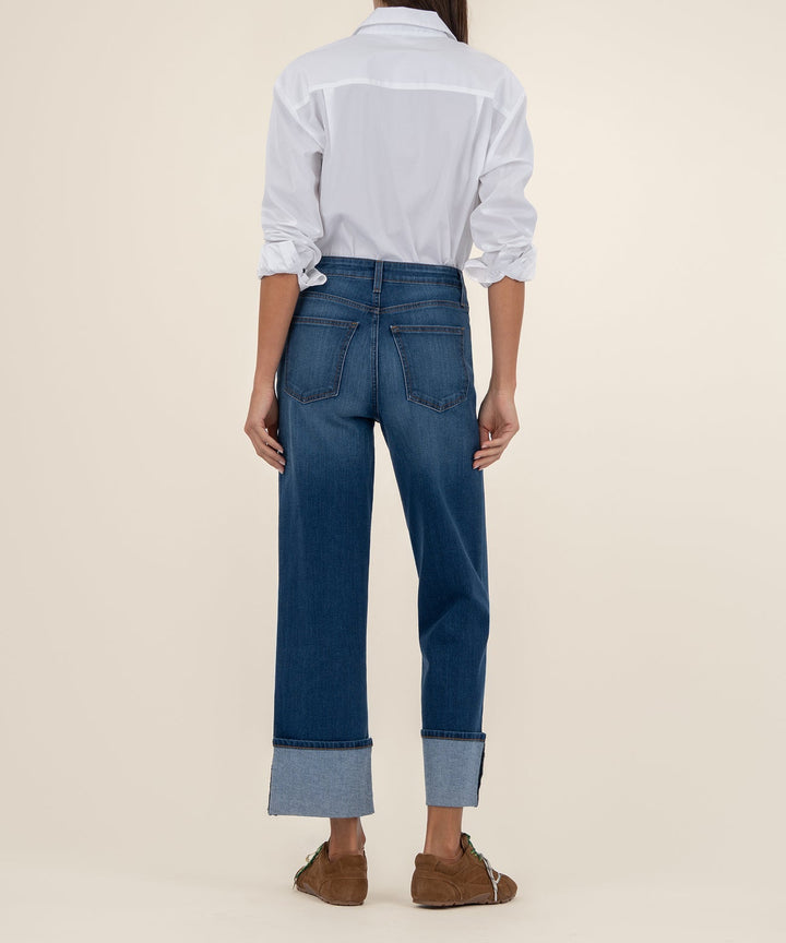 SIENNA ADMIRE WASH HIGH RISE STRAIGHT LEG CUFFED JEANS