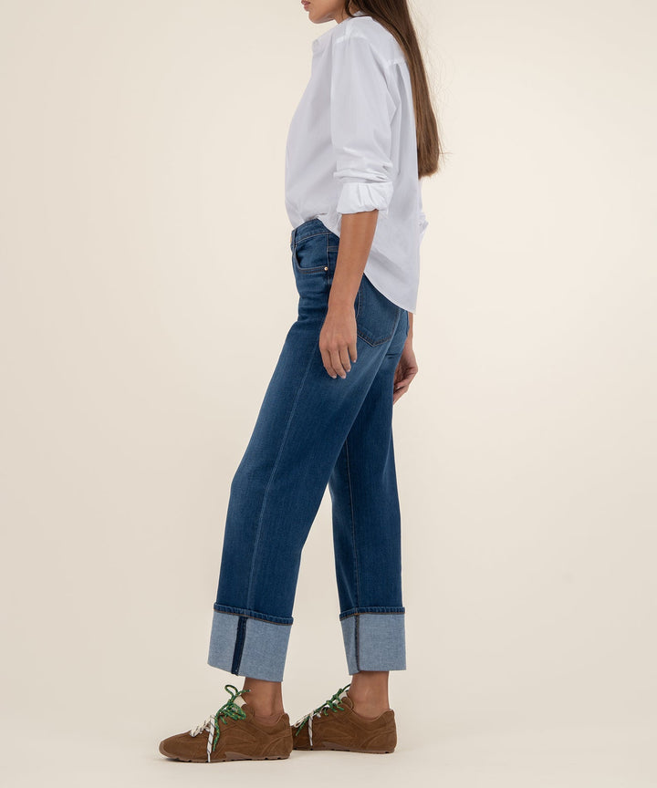 SIENNA ADMIRE WASH HIGH RISE STRAIGHT LEG CUFFED JEANS