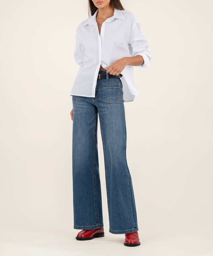 JEAN ADVENTURE WASH HIGH RISE WIDE LEG W/ PATCH POCKETS