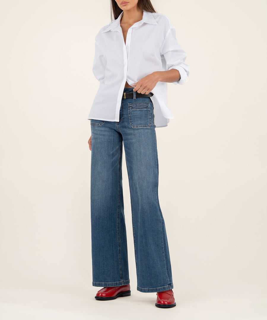 JEAN ADVENTURE WASH HIGH RISE WIDE LEG W/ PATCH POCKETS
