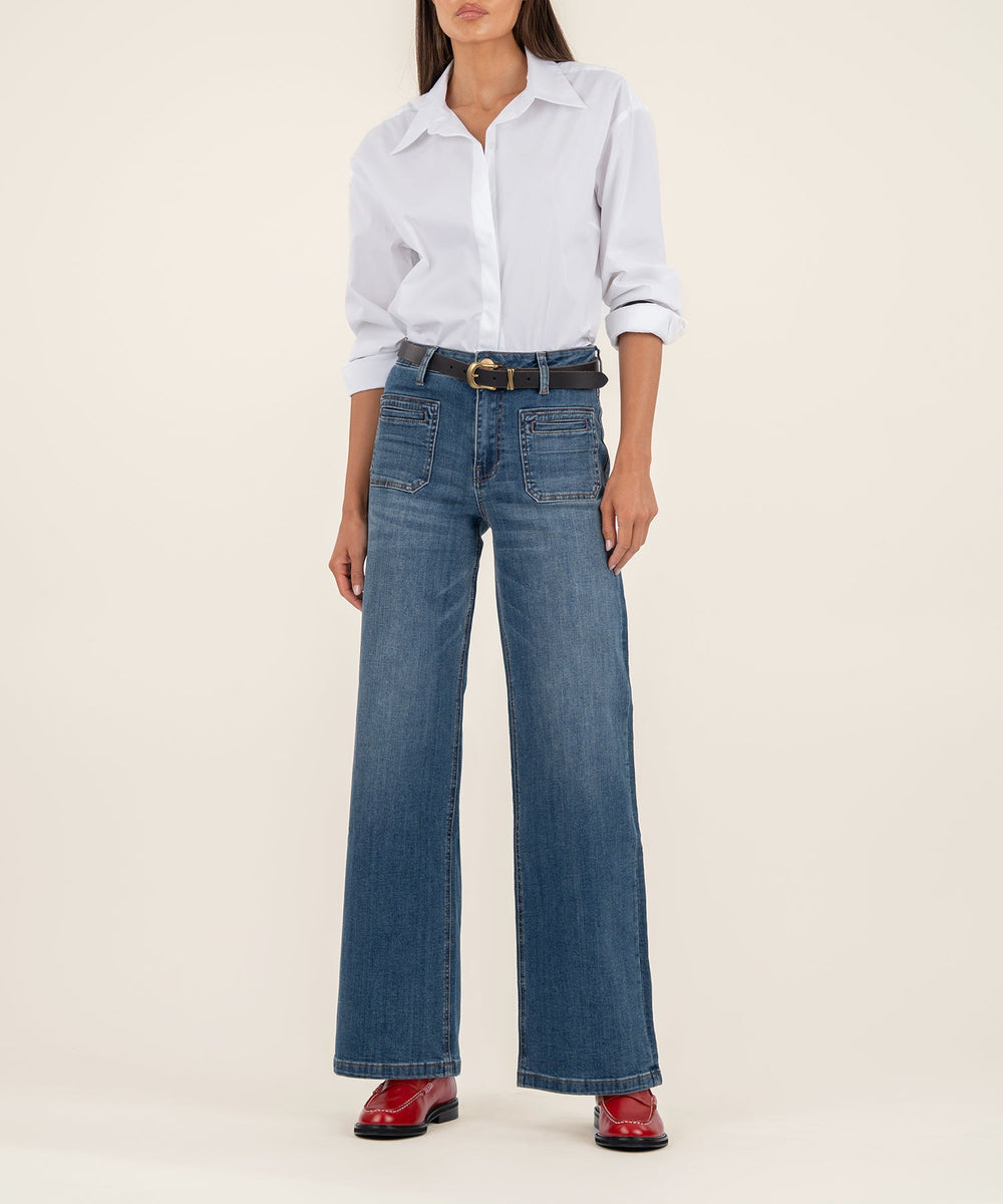 JEAN ADVENTURE WASH HIGH RISE WIDE LEG W/ PATCH POCKETS
