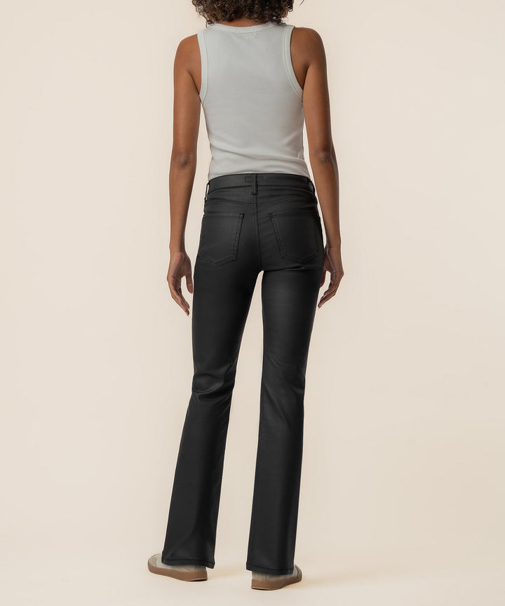 KELLY BLACK COATED HIGH RISE FLARE LEG JEANS