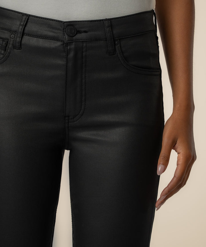 KELLY BLACK COATED HIGH RISE FLARE LEG JEANS