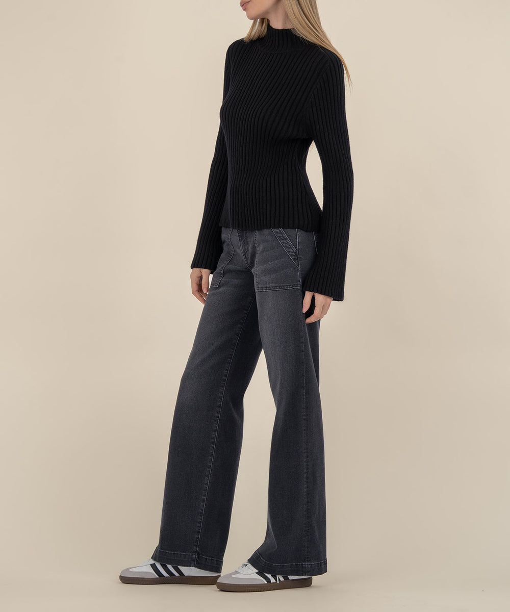 BLACK HERA MOCK NECK SWEATER

