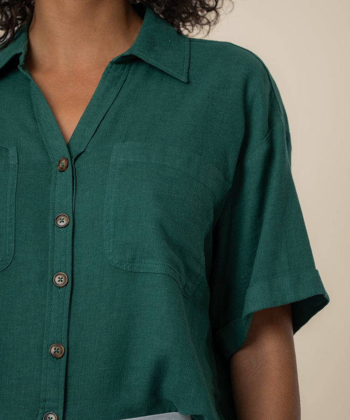 BRIANNA JUNGLE BOXY BUTTON FRONT SHIRT