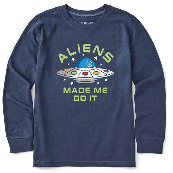 KIDS ALIENS MADE ME DO IT LONG SLEEVE CRUSHER TEE