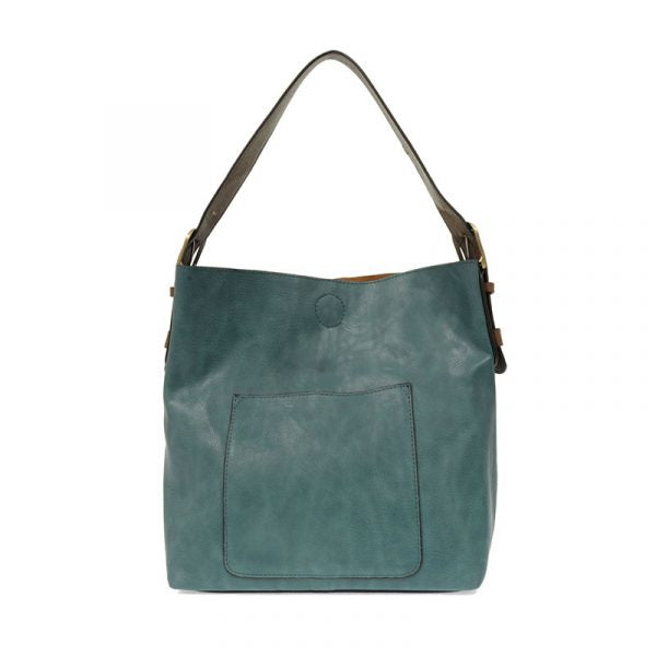 TEAL-ISH HOBO BAG WITH COFFEE