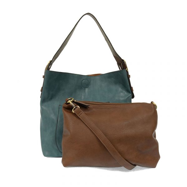 TEAL-ISH HOBO BAG WITH COFFEE