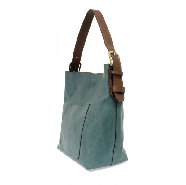 TEAL-ISH HOBO BAG WITH COFFEE