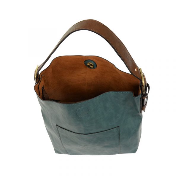 TEAL-ISH HOBO BAG WITH COFFEE