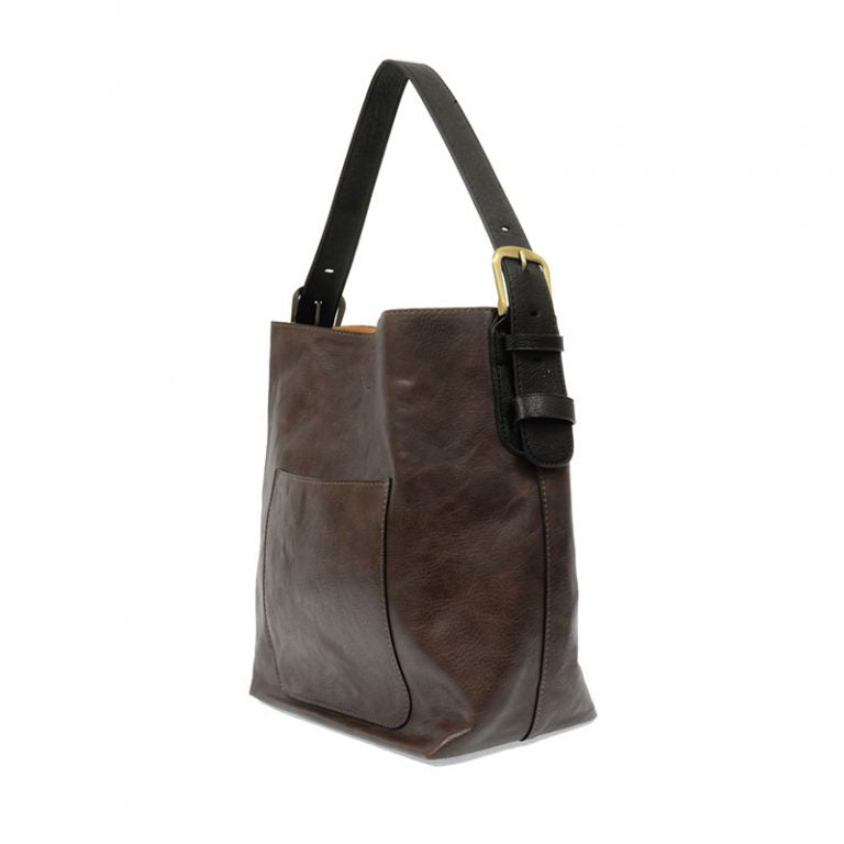 DARK OAK HOBO BAG WITH BLACK HANDLE