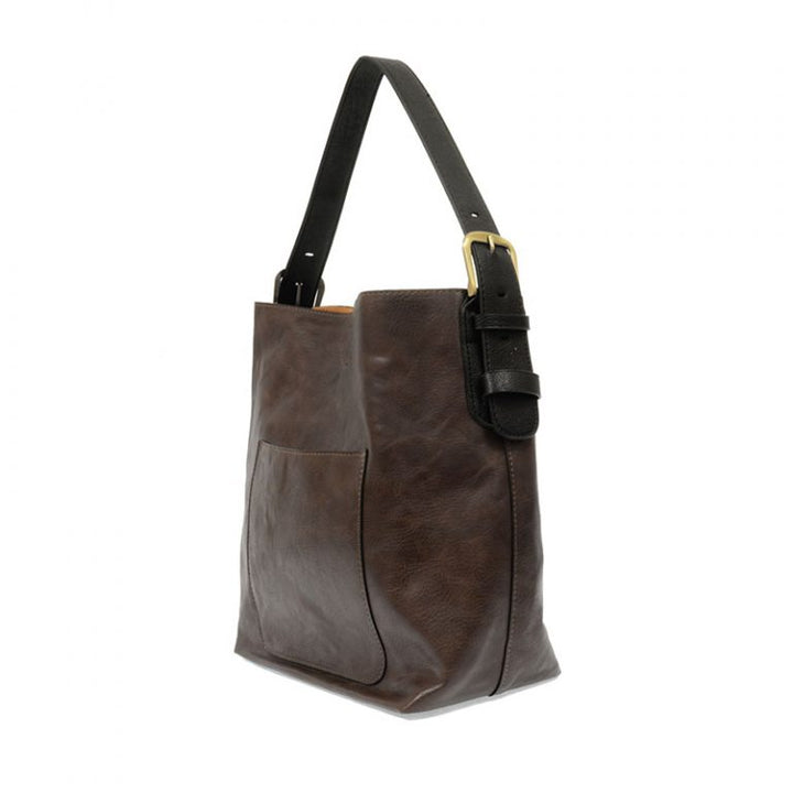 DARK OAK HOBO BAG WITH BLACK HANDLE