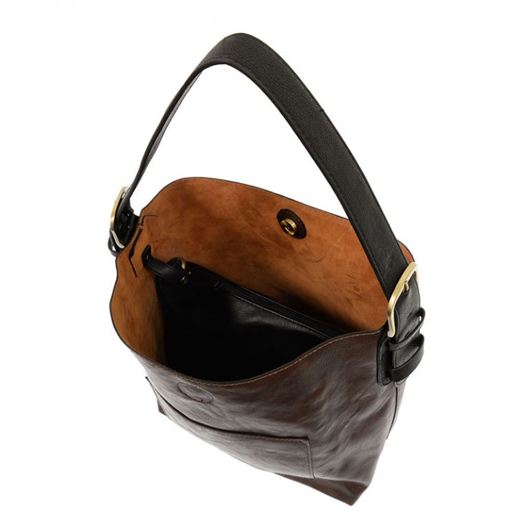 DARK OAK HOBO BAG WITH BLACK HANDLE