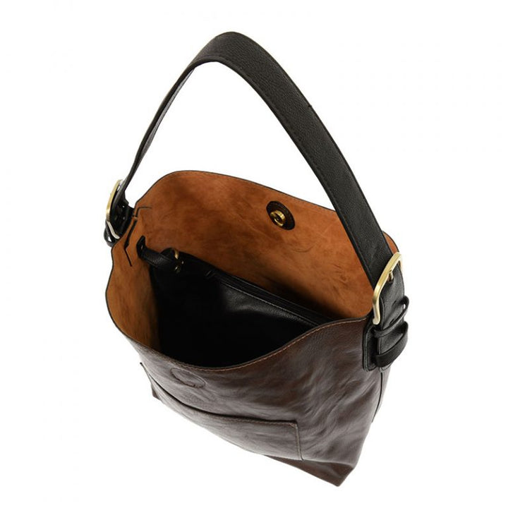 DARK OAK HOBO BAG WITH BLACK HANDLE
