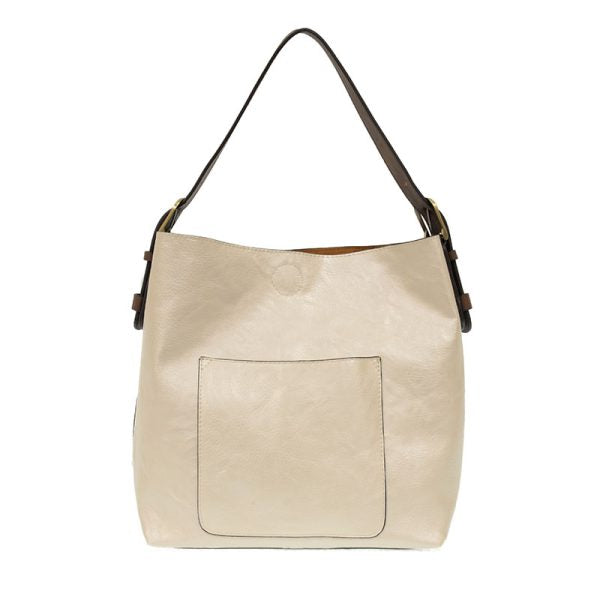 METALLIC PEARL HOBO WITH COFFEEE HANDLE HANDBAG
