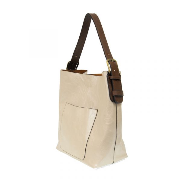 METALLIC PEARL HOBO WITH COFFEEE HANDLE HANDBAG
