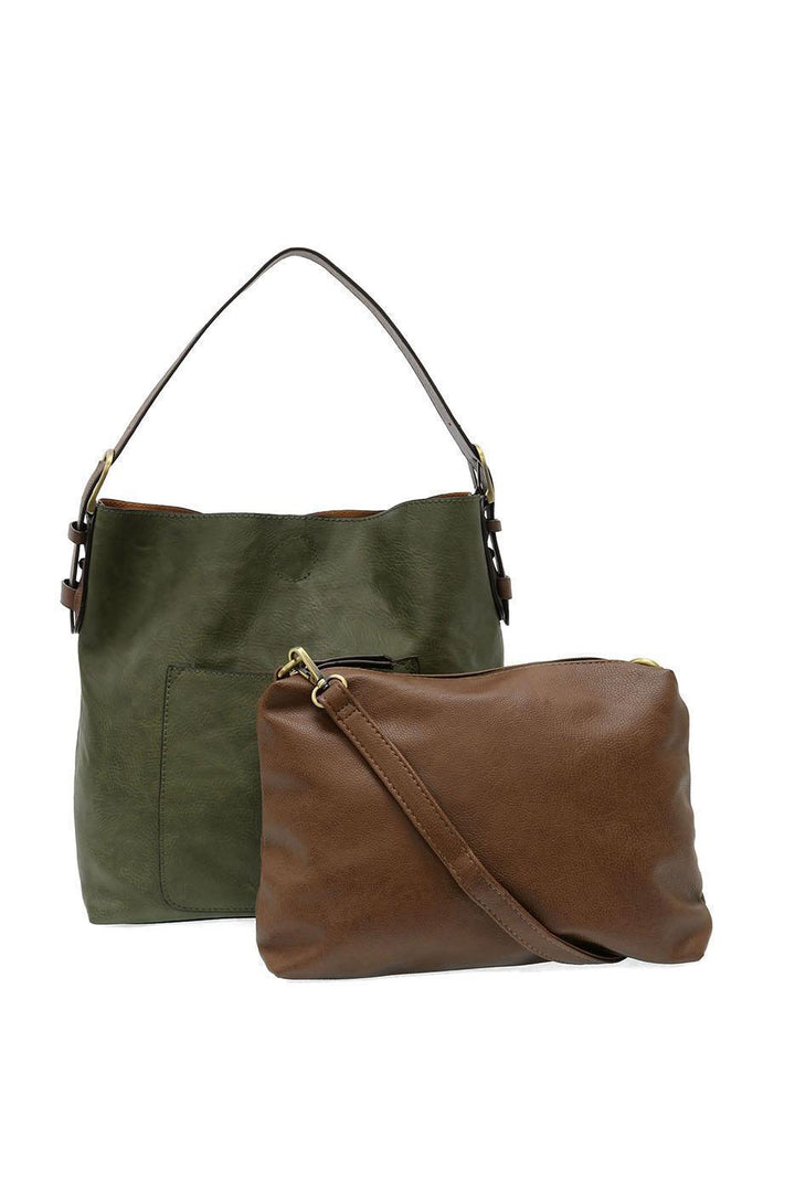 DARK BASIL HOBO BAG WITH COFFEE HANDLE
