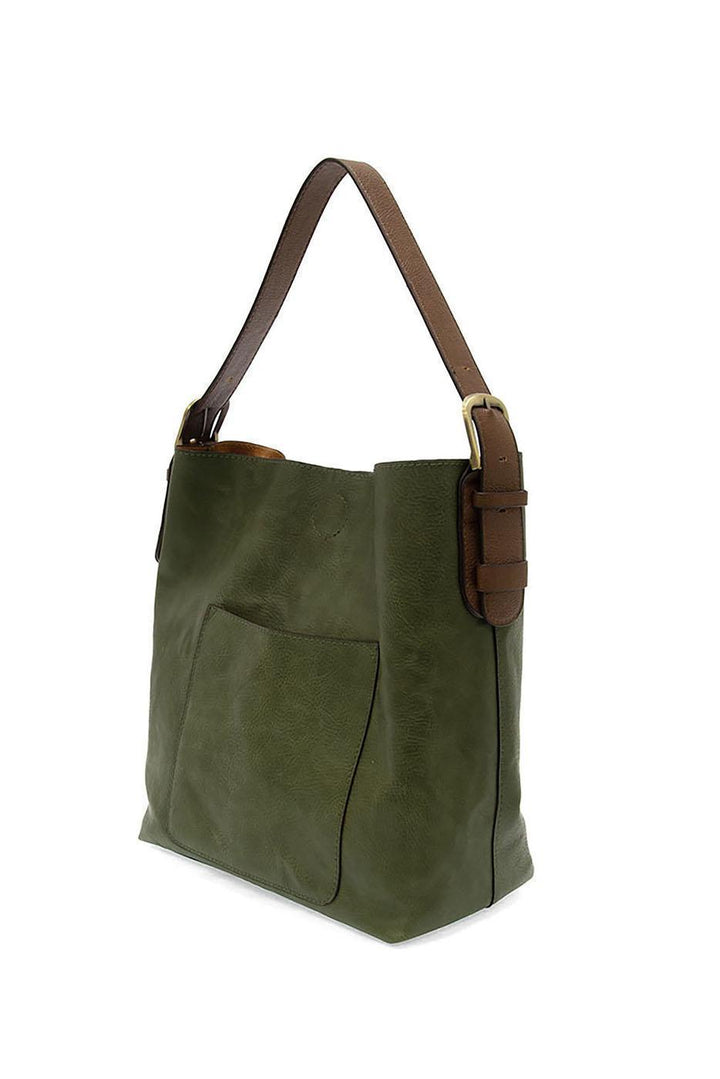 DARK BASIL HOBO BAG WITH COFFEE HANDLE